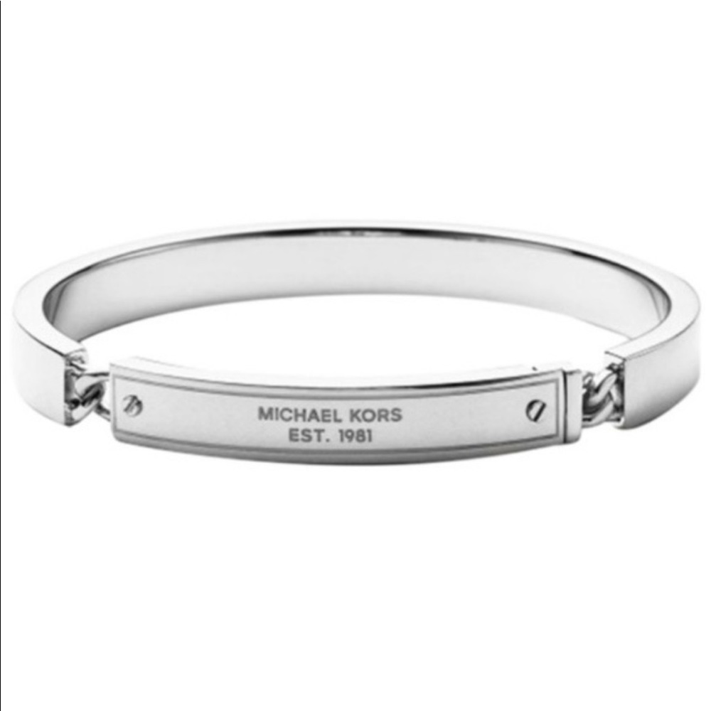 Michael Kors Silver Plaque Logo Bracelet